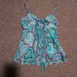 Tie front turquoise tank